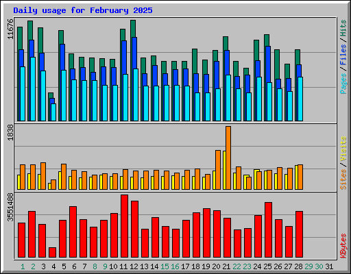 Daily usage for February 2025