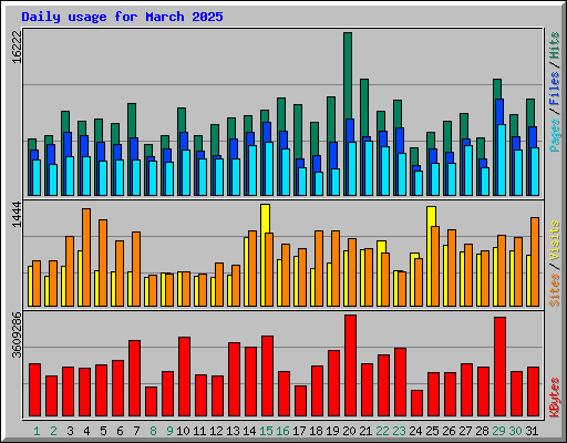 Daily usage for March 2025