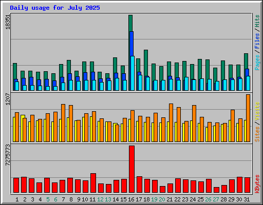 Daily usage for July 2025